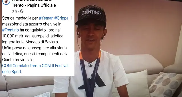 Yeman Crippa: il campione trentino tutto d’oro che per la giunta leghista semplicemente \"vive qui\"