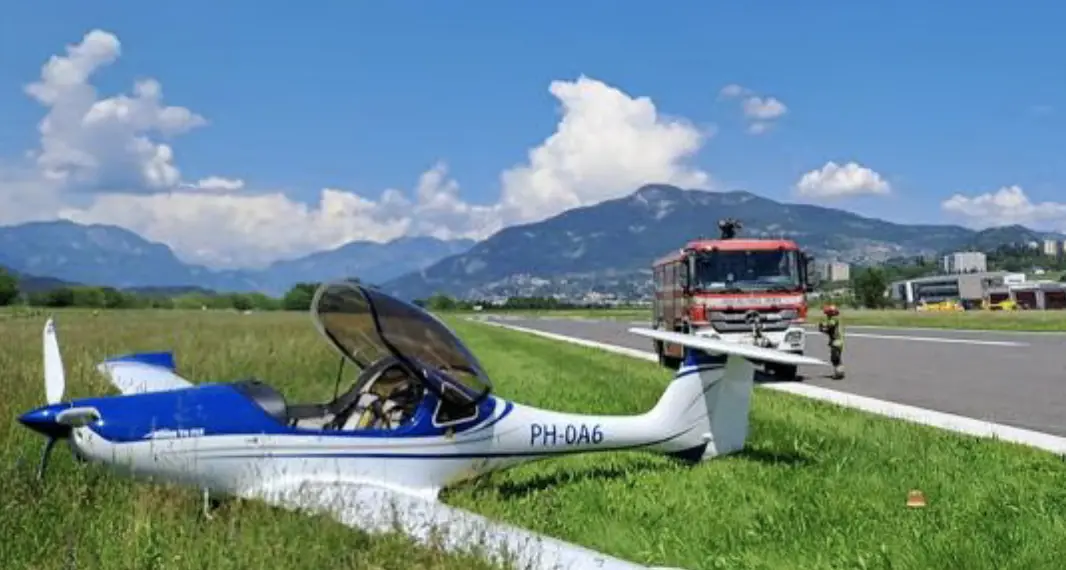 Paura a Mattarello: un ultraleggero atterra fuori pista
