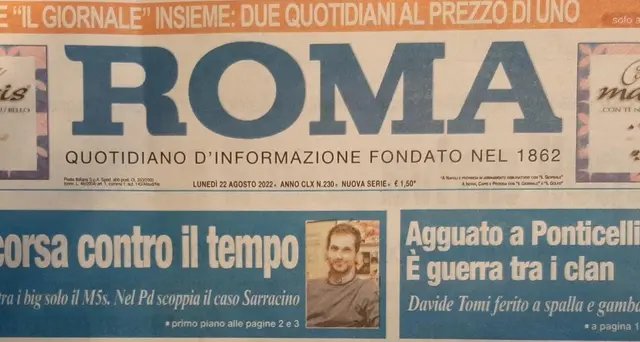 Editoria: il Roma compie 160 anni, gli auguri della Fnsi