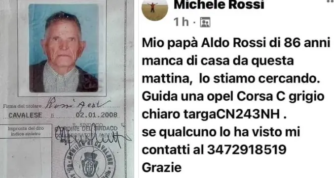 Anziano di Cavalese manca da casa da stamattina, l’appello della famiglia