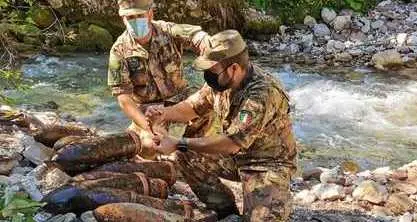 Guastatori, bonifica sul torrente Travignolo in Primiero: recuperati altri 34 ordigni della prima Guerra mondiale