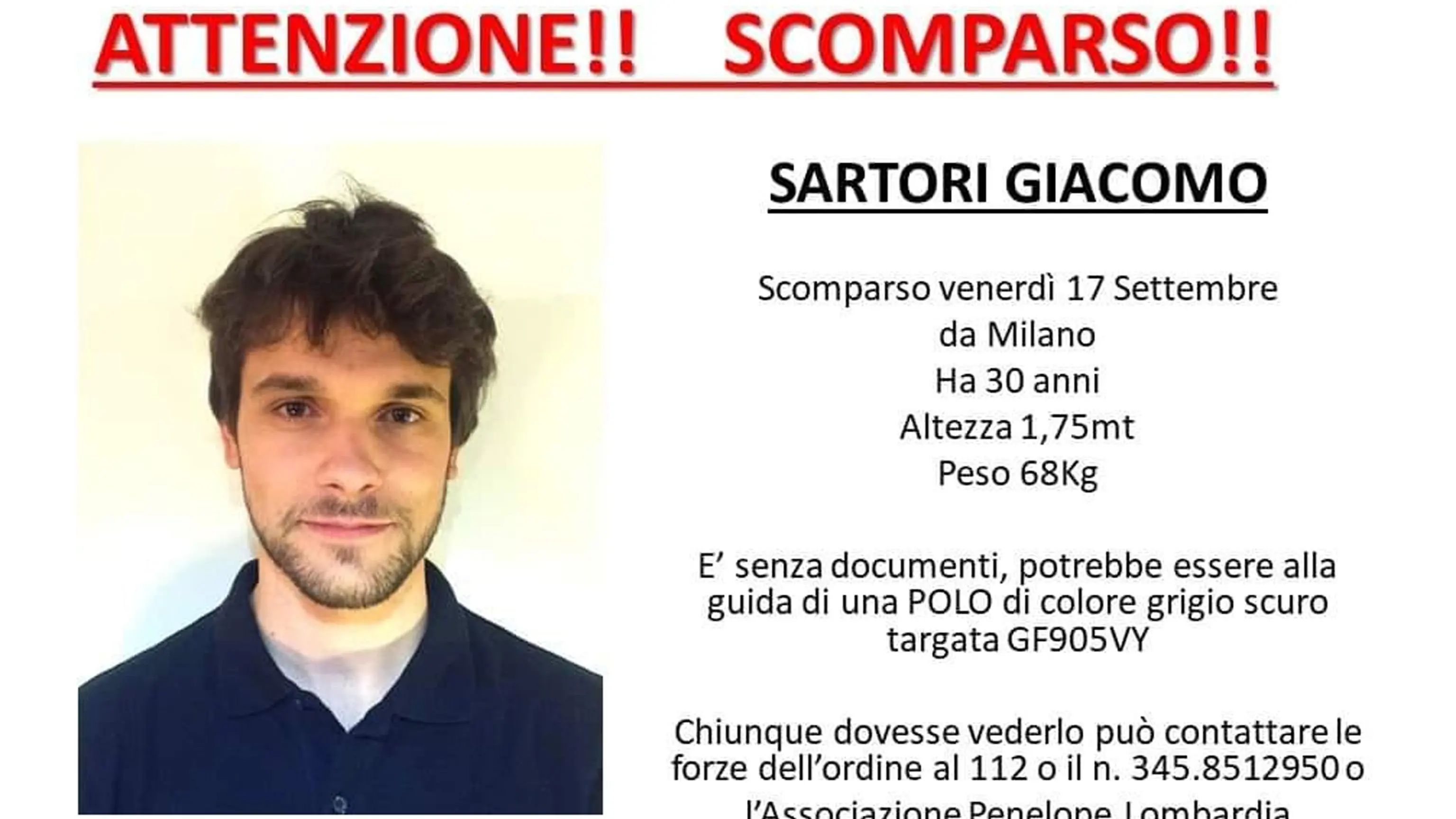 Facebook Missing Giacomo Sartori