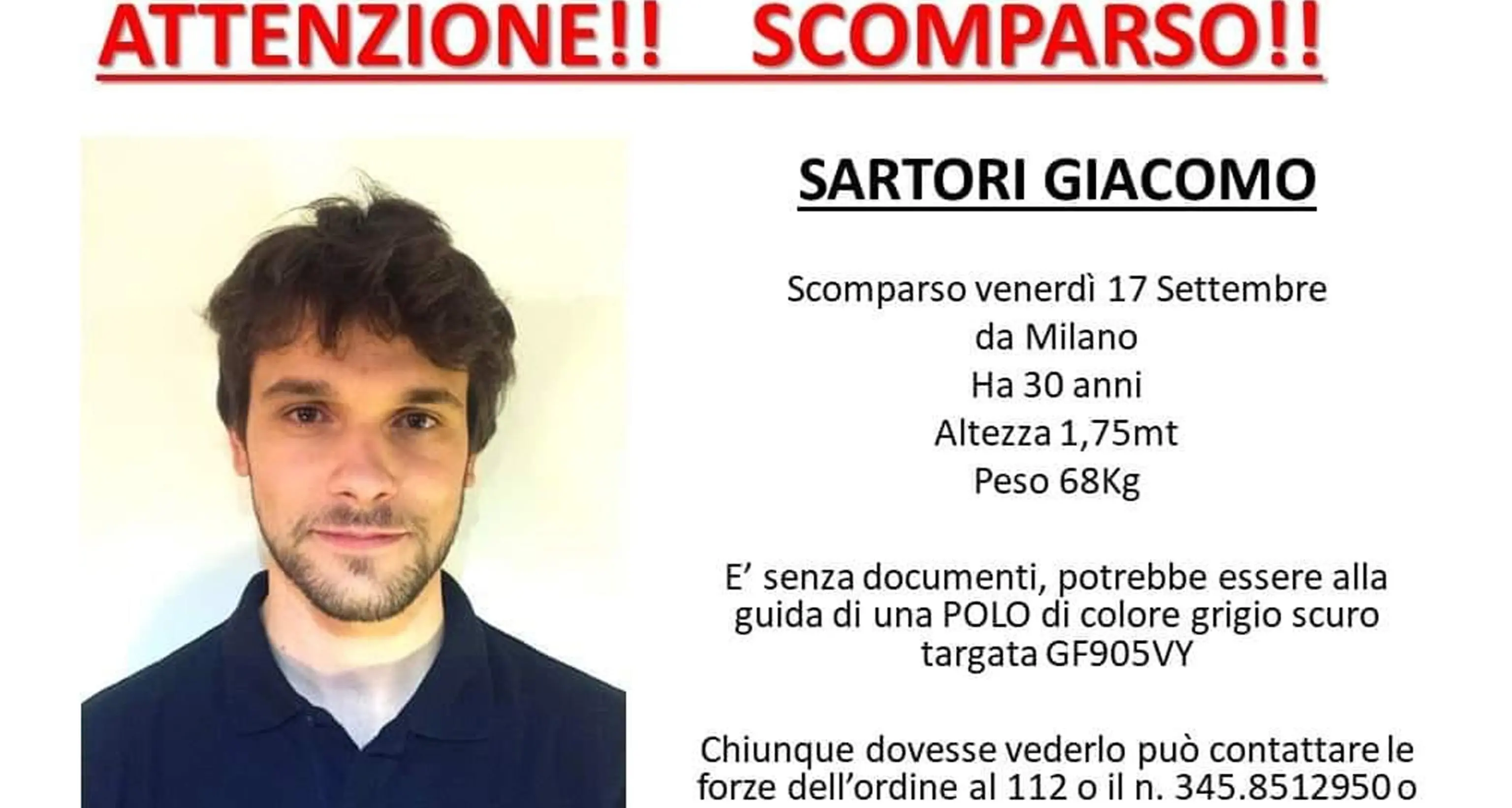 Si infittisce il giallo della scomparsa di Giacomo: il pc, i cellulare spento e poi riacceso, l’auto ritrovata lontana