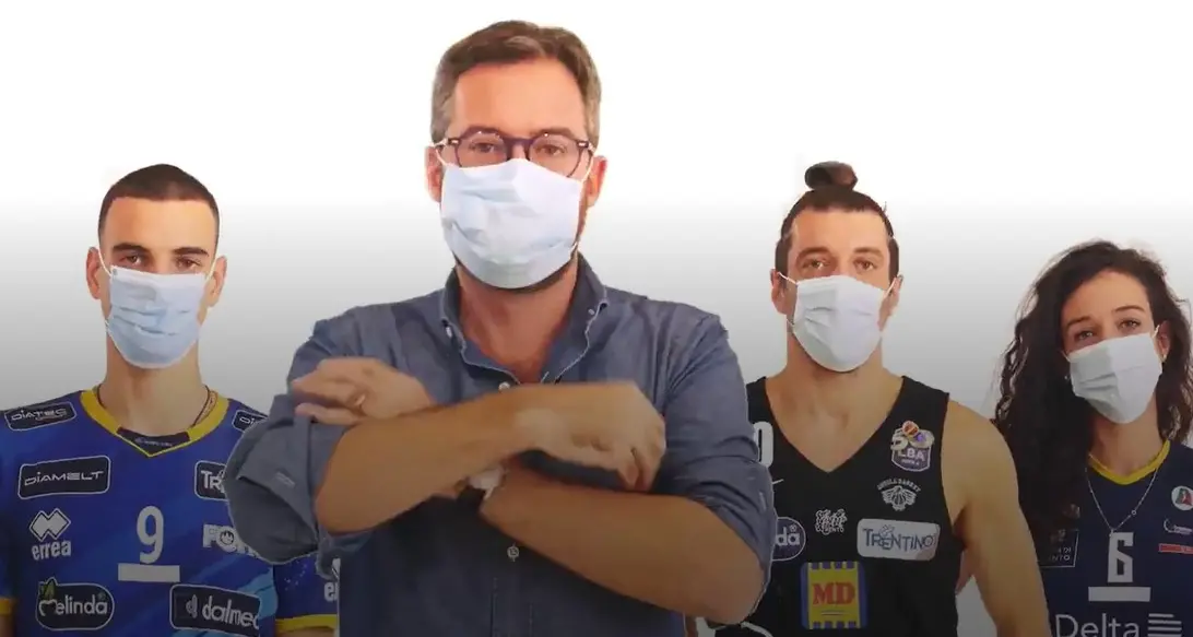 Lo spot del sindaco di Trento Ianeselli con i capitani di Trentino Rosa, Aquila e Itas