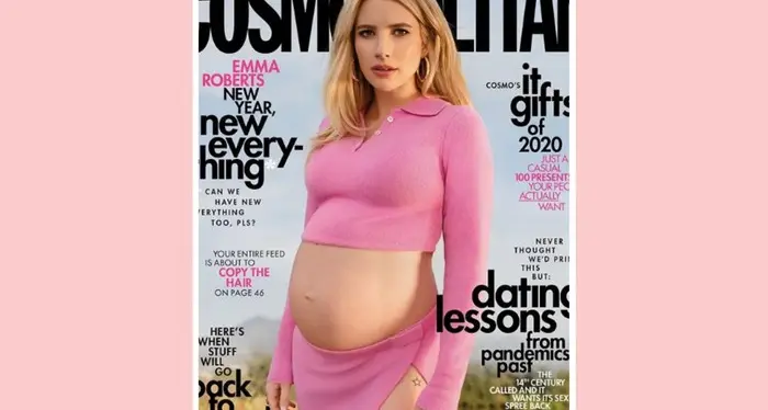 Emma Roberts prima donna incinta su copertina Cosmopolitan