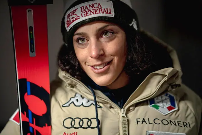 epa08750931 Federica Brignone of Italy during a press event of the FIS Alpine Skiing World Cup event in Soelden, Austria, 16 October 2020. The FIS Alpine Skiing World Cup season 2020/2021 will be traditionally opened with Giant Slalom races on 17 and 18 October 2019 in Soelden. Due to measures to stem the coronavirus (COVID-19) disease, the races will take place without spectators. EPA/CHRISTIAN BRUNA