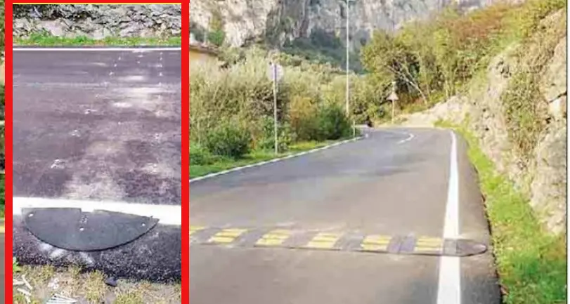 Torbole, rimosso e rubato un dissuasore di velocità