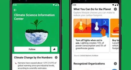 Cambiamento climatico: Facebook apre un «centro» di informazioni: agire subito