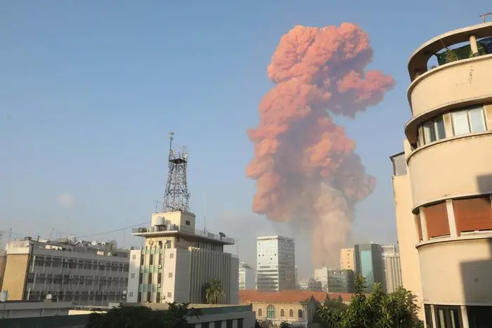 A picture shows the scene of a blast in Beirut on August 4, 2020. (Photo by Anwar AMRO / AFP)