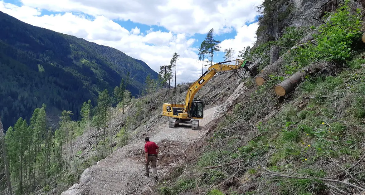 Al Crepac di Moena nuova strada forestale per gli schianti di Vaia