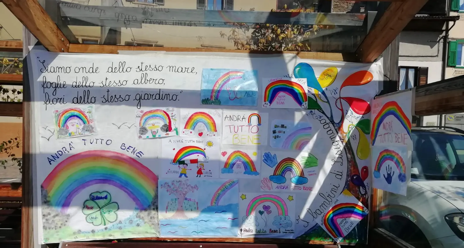 I bambini di Lisignago divisi ma uniti grazie ai disegni in piazza