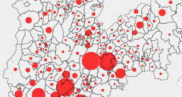 Virus, la mappa dei contagi aggiornata per comune con gli ultimi dati di oggi