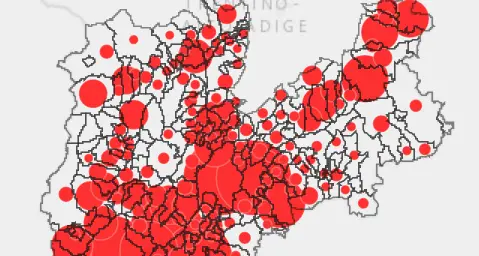 Nuovi contagi e guariti: la mappa del Trentino comune per comune