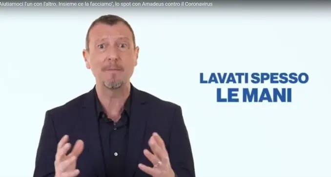 Coronavirus: uno spot con Amadeus e Rai «Insieme ce la facciamo»