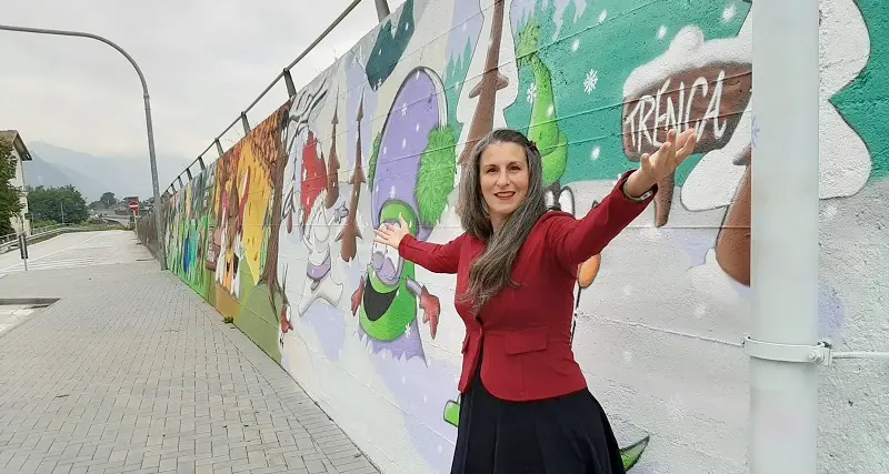 Roncegno, ecco il murales di 80 metri: «mondofungo» per colorare Marter