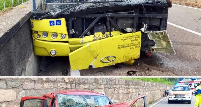 Scontro autobus-auto a Terlano Muore un 31enne, 11 i feriti