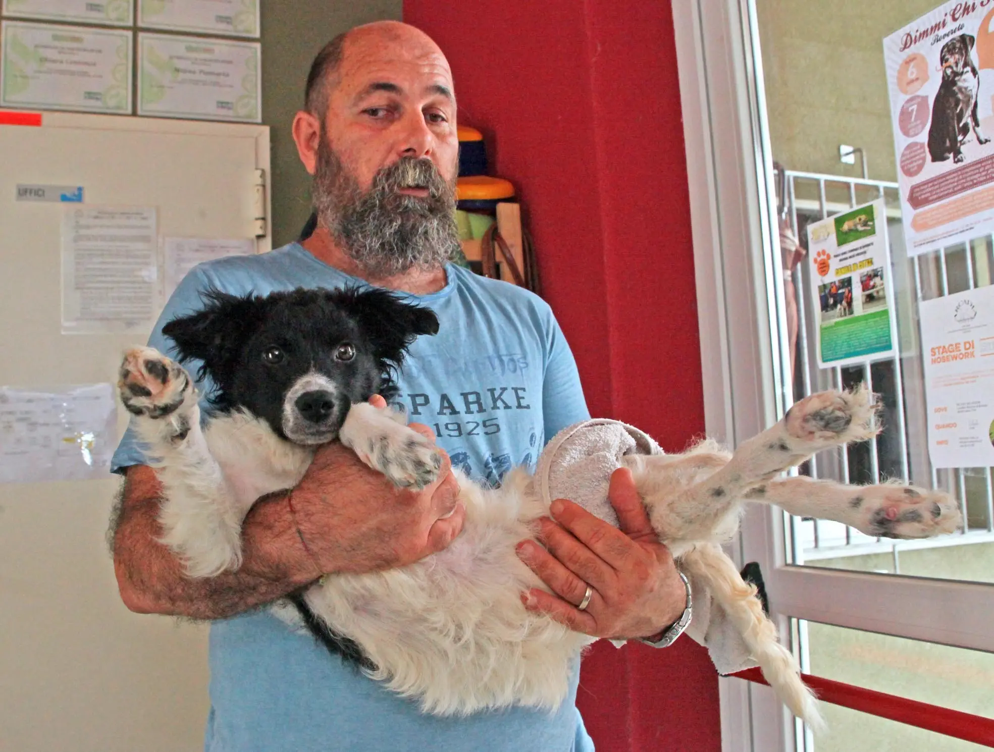ROVERETO - CANILE GATTILE IL COORDINATORE PIERLUIGI RAFFO CON CLOE CAGNETTA PARALITICA