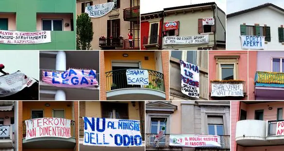 Continua la sfida di striscioni contro il ministro Salvini Scritte da Napoli a Milano