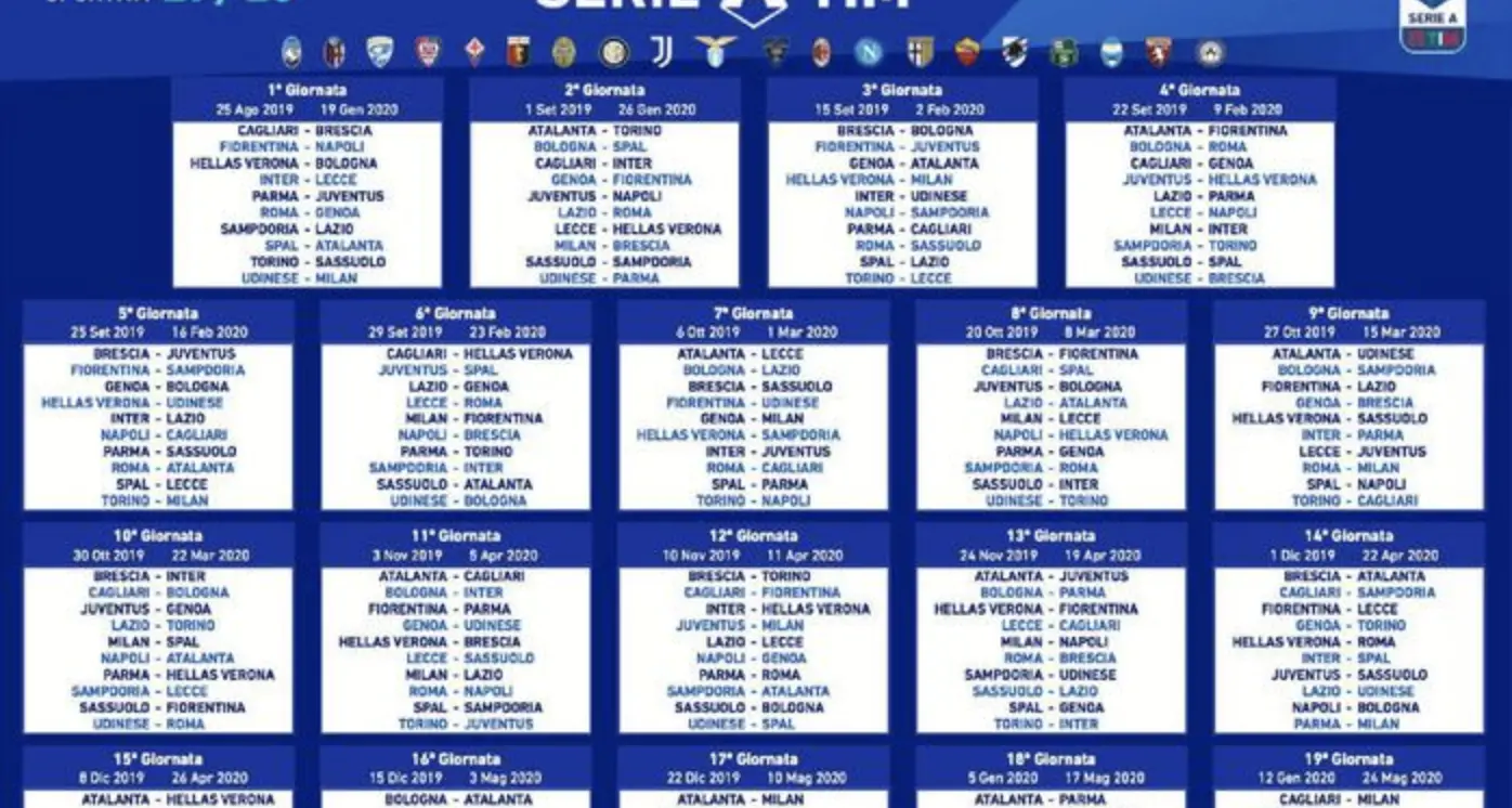 Serie A, ecco il calendario si parte il 24 agosto alla seconda il derby romano