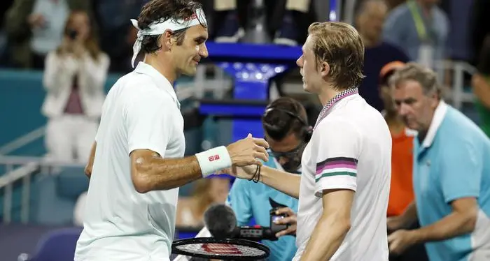 Tennis: Federer batte Shapovalov a Miami