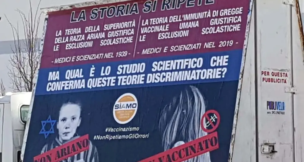 Propaganda choc dei no vax: i bambini non vaccinati come gli ebrei nei campi