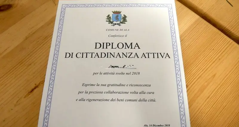 Ala, consegnati i diplomi di \"cittadini attivi\"