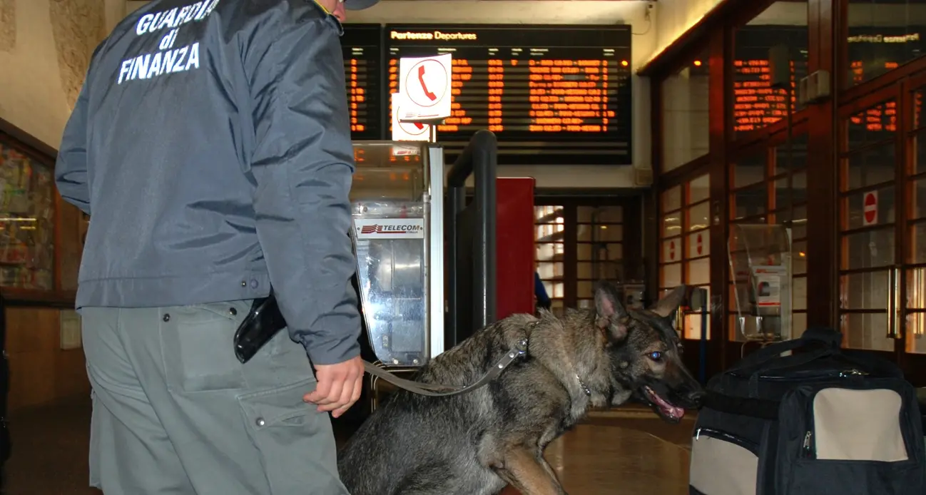 Controlli alla stazione con i cani antidroga