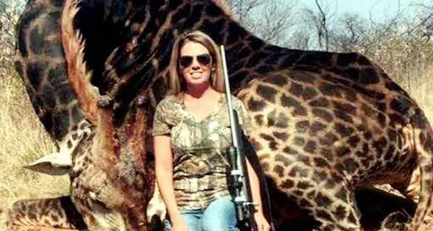 Insulti a cacciatrice Usa per foto con la giraffa uccisa