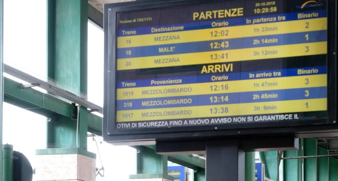 Maltempo: orario ridotto per la Trento-Malé