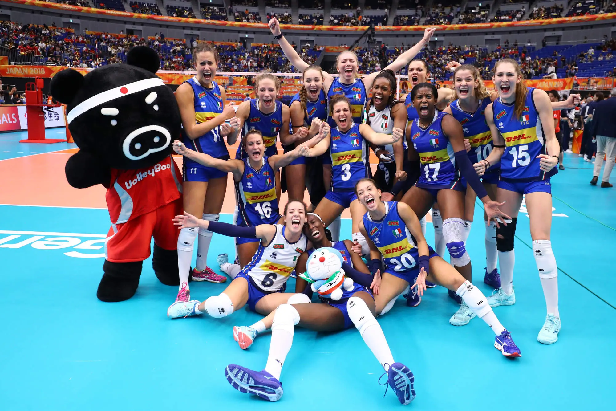 L'ITALIA ESULTA ITALIA - CINA SEMIFINALE PALLAVOLO CAMPIONATO MONDIALE FEMMINILE VOLLEY GIAPPONE 2018 FINAL SIX YOKOHAMA (JPN) 19-10-2018 FOTO GALBIATI - RUBIN
