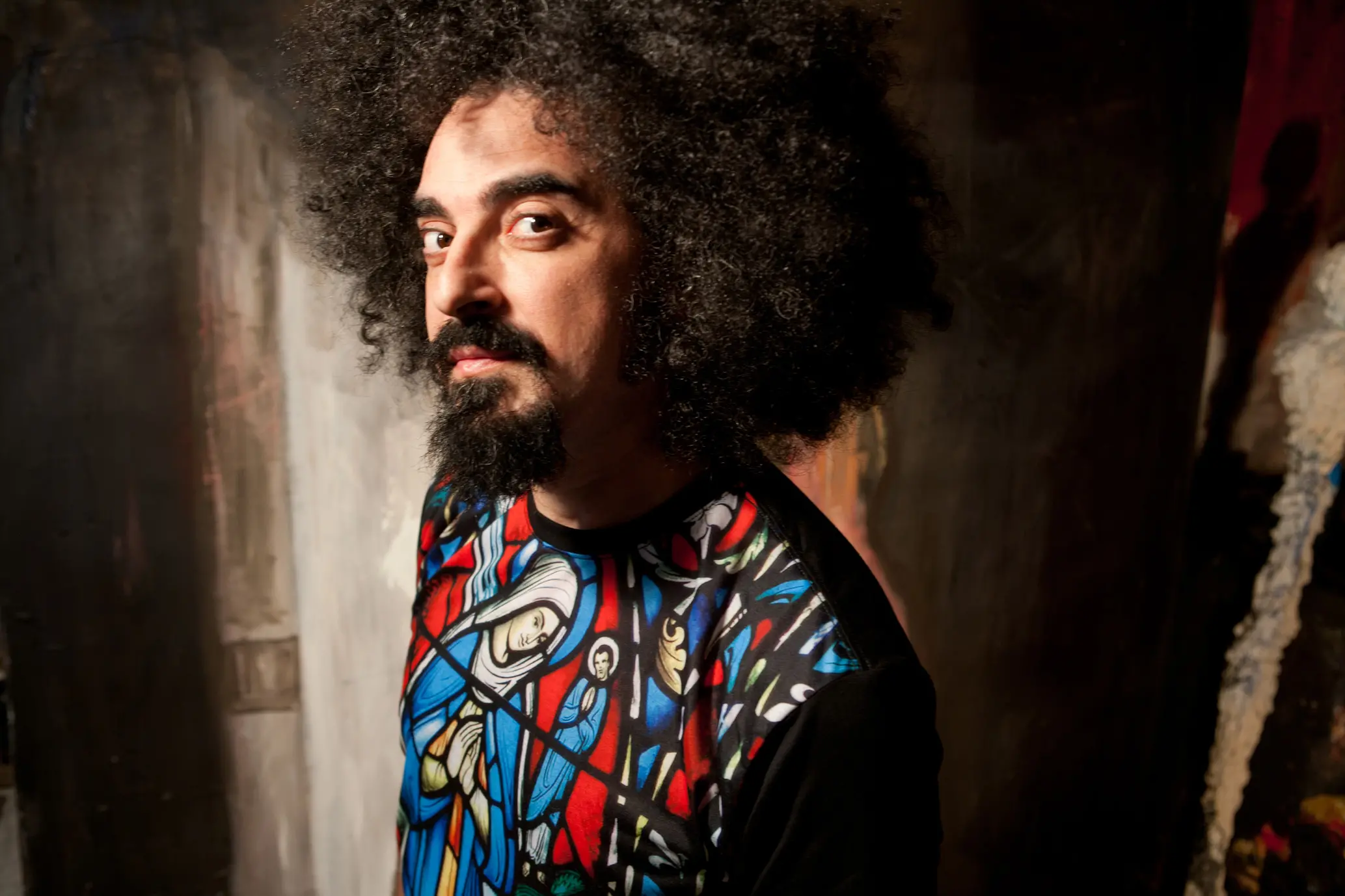 CapaRezza, portrait in the studio of artist Sebastiano Ciarcia. Laurel Canyon, Los Angeles, California. 18 January 2014.