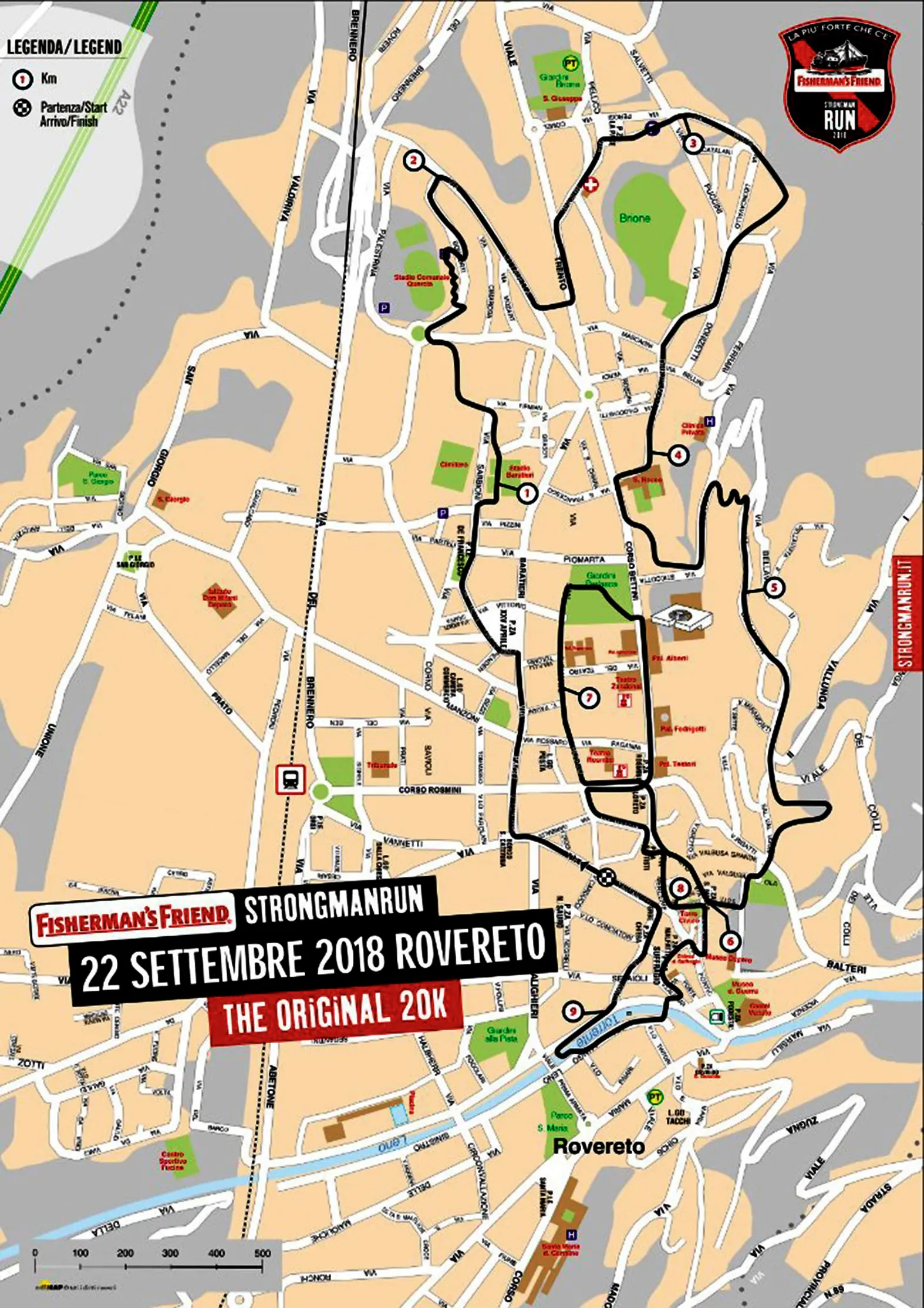 ROVERETO Fisherman’s Friend StrongmanRun 2018: svelato il percorso di Rovereto per The Original – 20K, sarà completamente cittadino