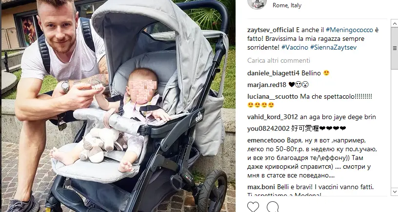 Ivan Zaytsev posta la foto del vaccino della figlia