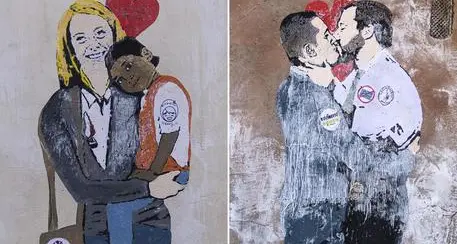 Di Maio e Salvini si baciano Murales censurato da autorità