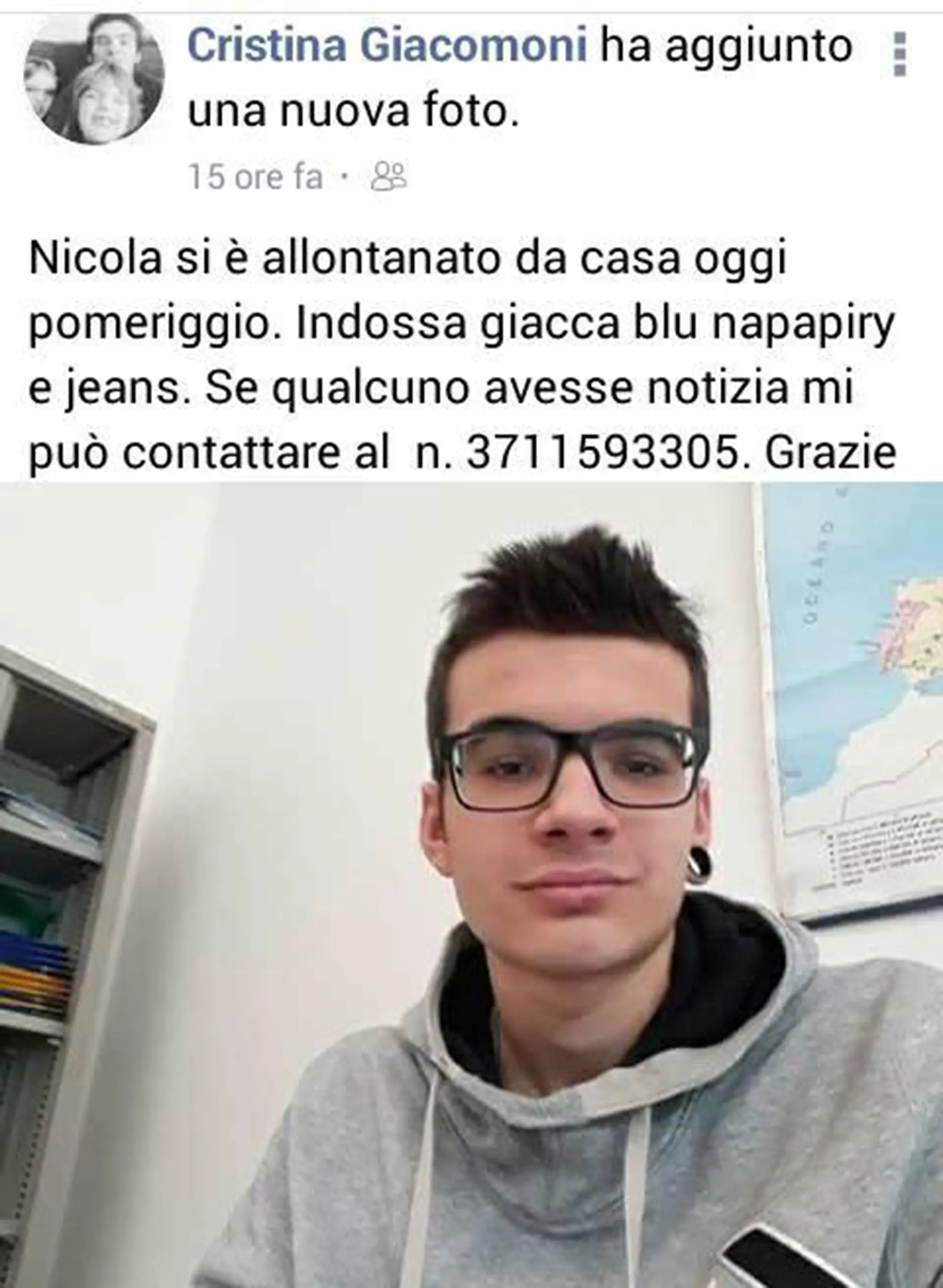 Nicola, scomparso dal quartiere di Cristo Re