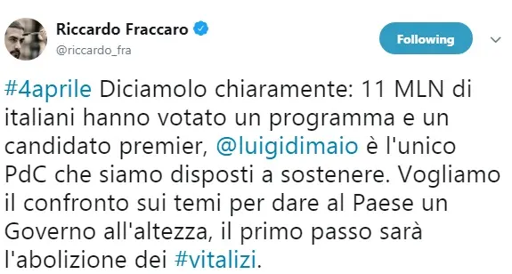 Nuovo governo, consultazioni al via. Fraccaro: «Con noi, solo Di Maio premier»