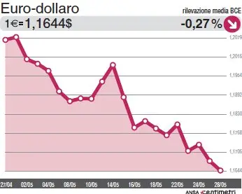 Andamento della quotazione dell'euro rispetto al dollaro nell'ultimo mese (88mm x 71mm)