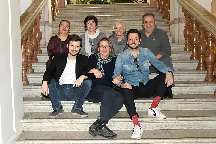FEDERICO OLIVA ELIA BOMBARDELLI GRUPPO INSEGNANTI INCONTRO CON DUE EX ALUNNI DELL'ISTITUTO GALILEI TRENTO 24 FEBBRAIO 2018 FOTO PAOLO PEDROTTI