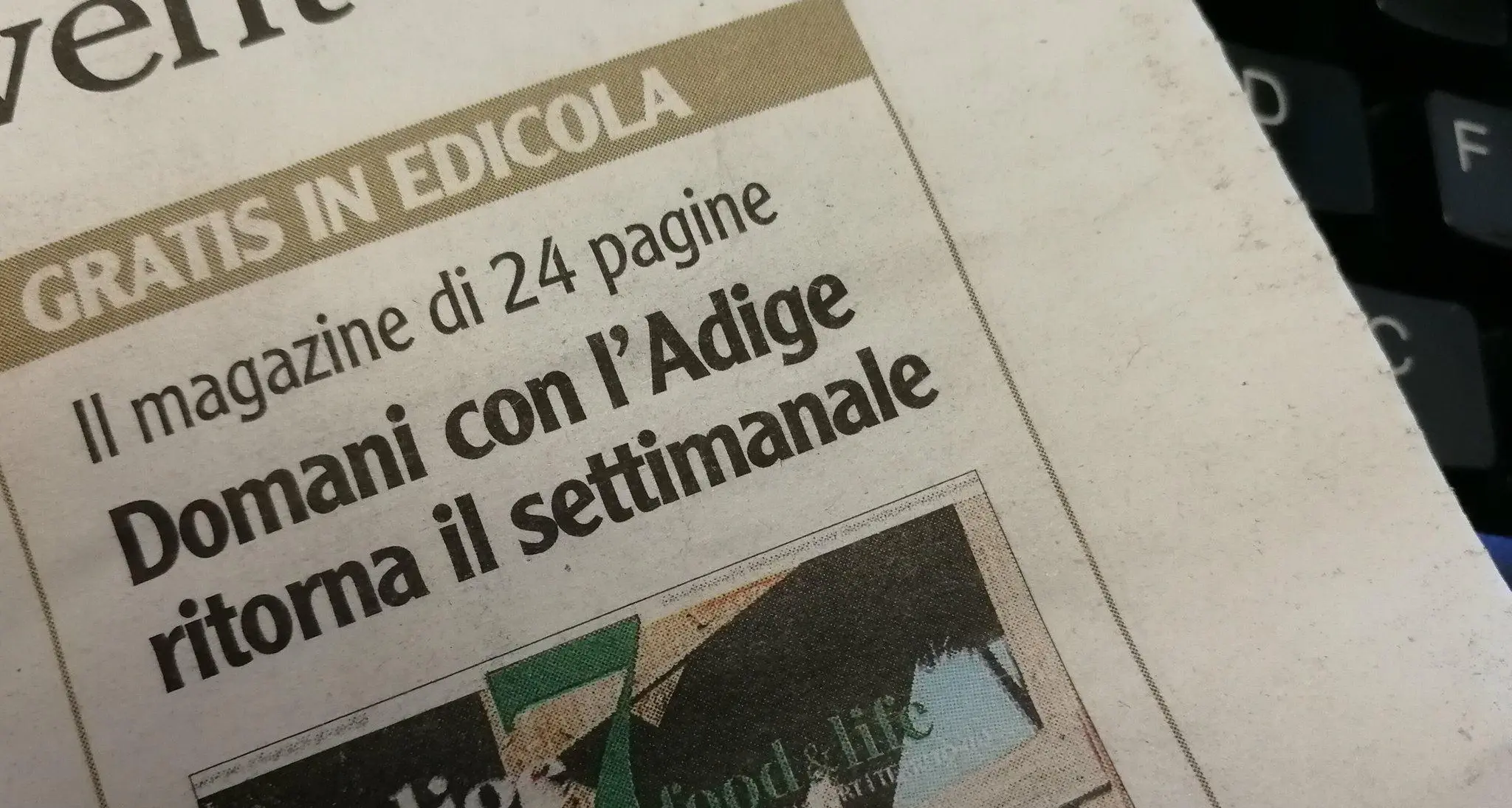 Domani con l'Adige torna il settimanale