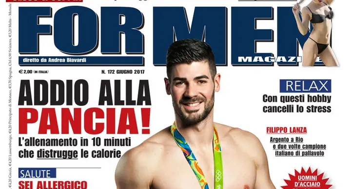 Trentino Volley, Lanza va in copertina Il capitano posa per la rivista For Men