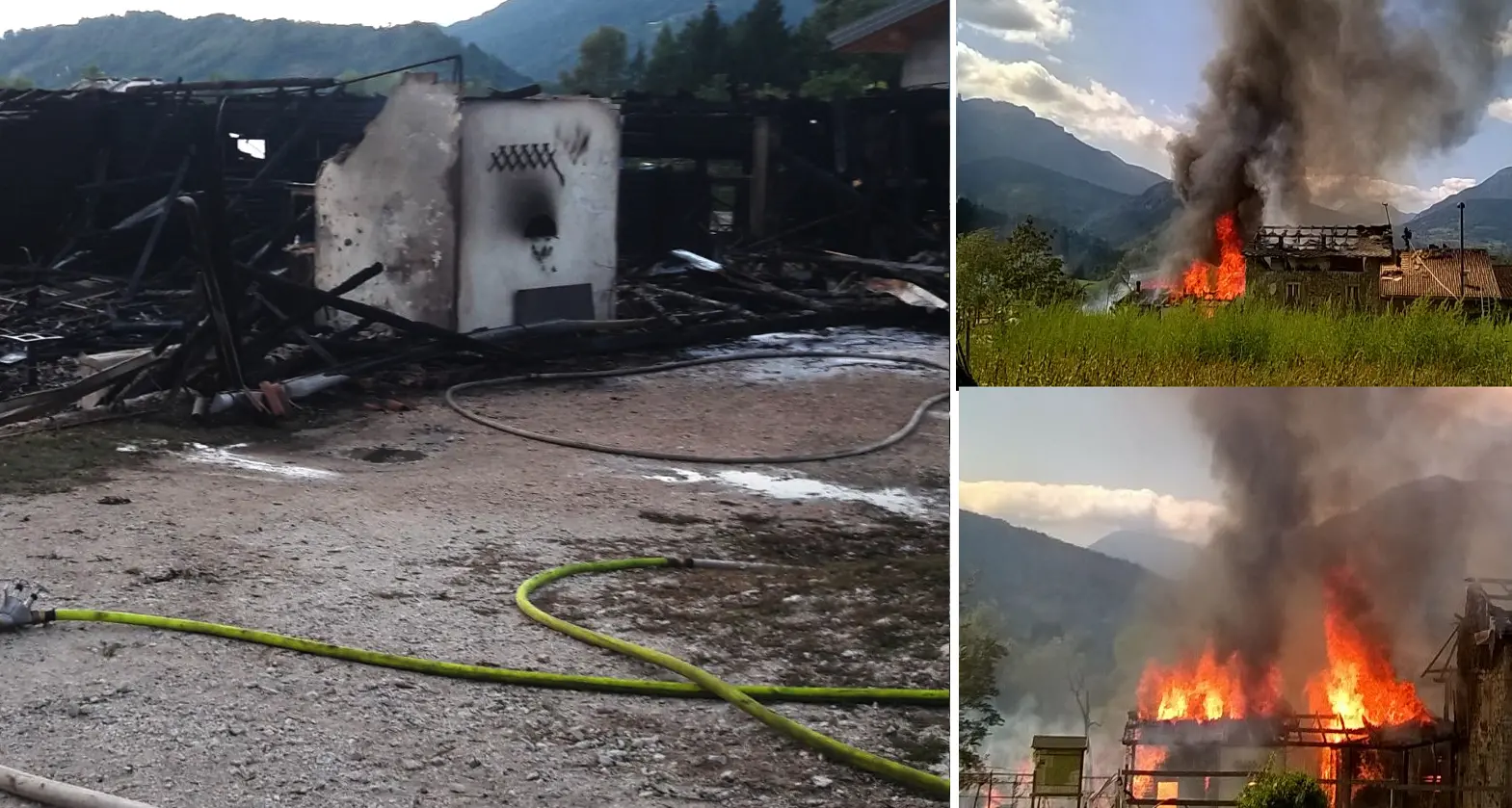 Devastante incendio al maneggio delle Lochere Vigili del fuoco impegnati per salvare i cavalli