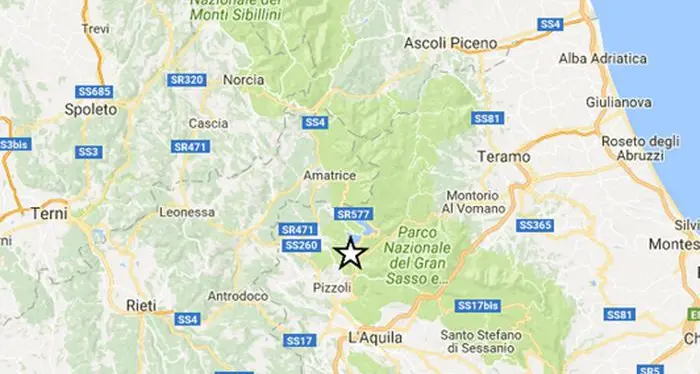 Nuova scossa in Abruzzo Magnitudo 3.9 a Pizzoli