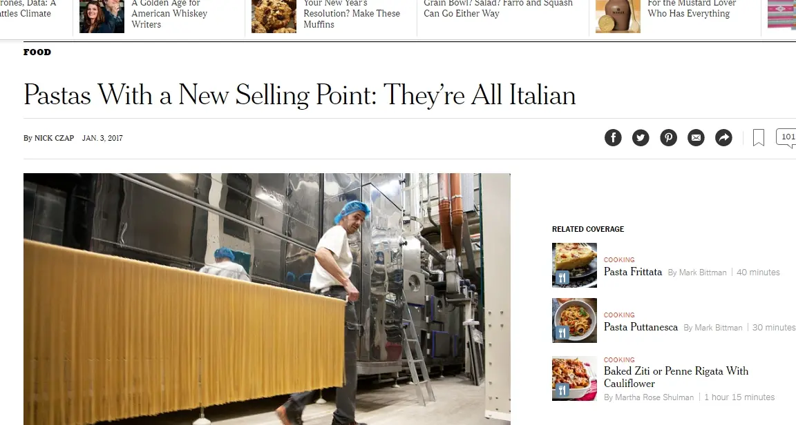 Rivoluzione calma in pasta Felicetti sul New York Times