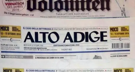 Athesia subentra in società editrice di Alto Adige e Trentino