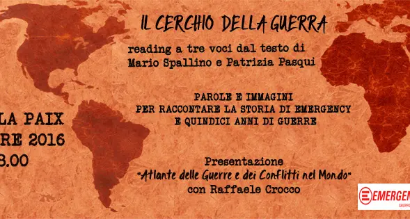 Guerra e pace: a Trento il reading «Il cerchio della guerra» di Emergency