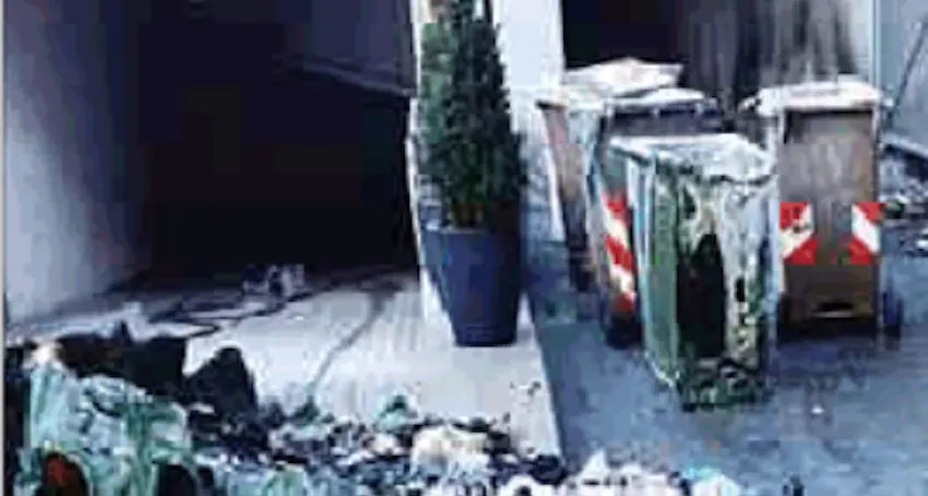 Sigaretta nel cassonetto Fiamme vicino all'hotel