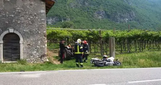 Scontro moto-trattore Un ferito a Masi di Avio