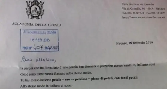 Matteo, 8 anni, si inventa «petaloso» e l'Accademia della Crusca dice sì