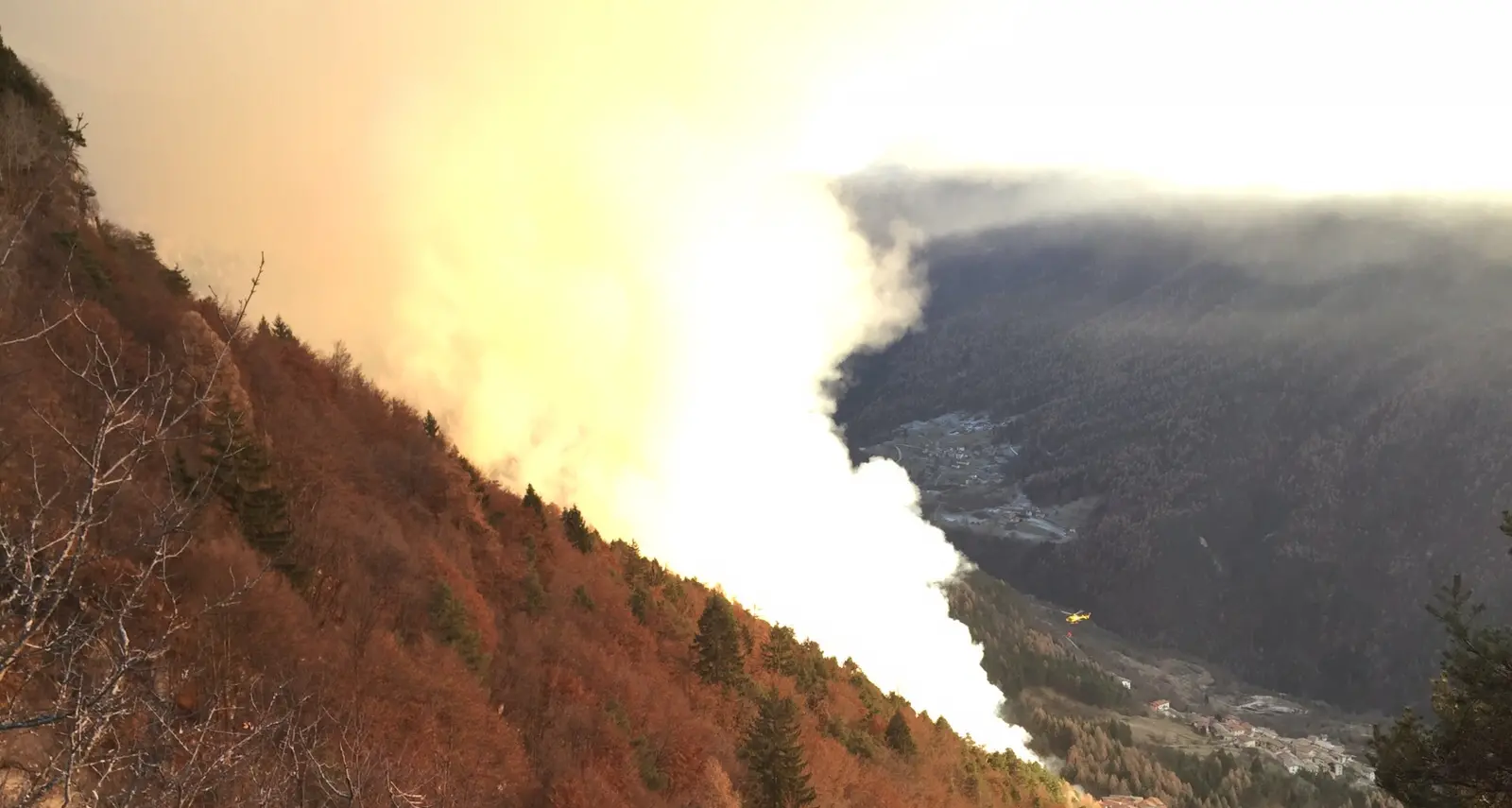 Incendio boschivo a Terragnolo Al lavoro oltre 100 pompieri