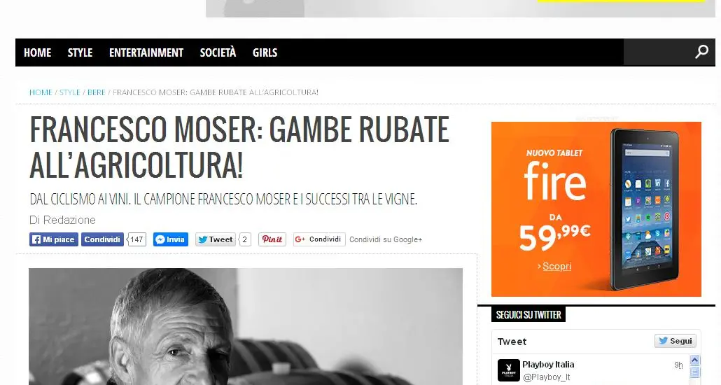 Non solo «conigliette» nude Su Playboy c'è anche Moser